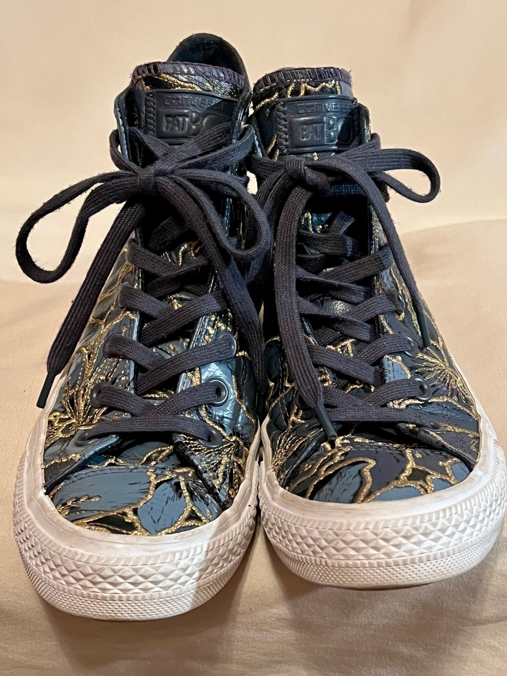 Converse x PatBo Limited Edition High Top Blue & Gold Floral Size 7
